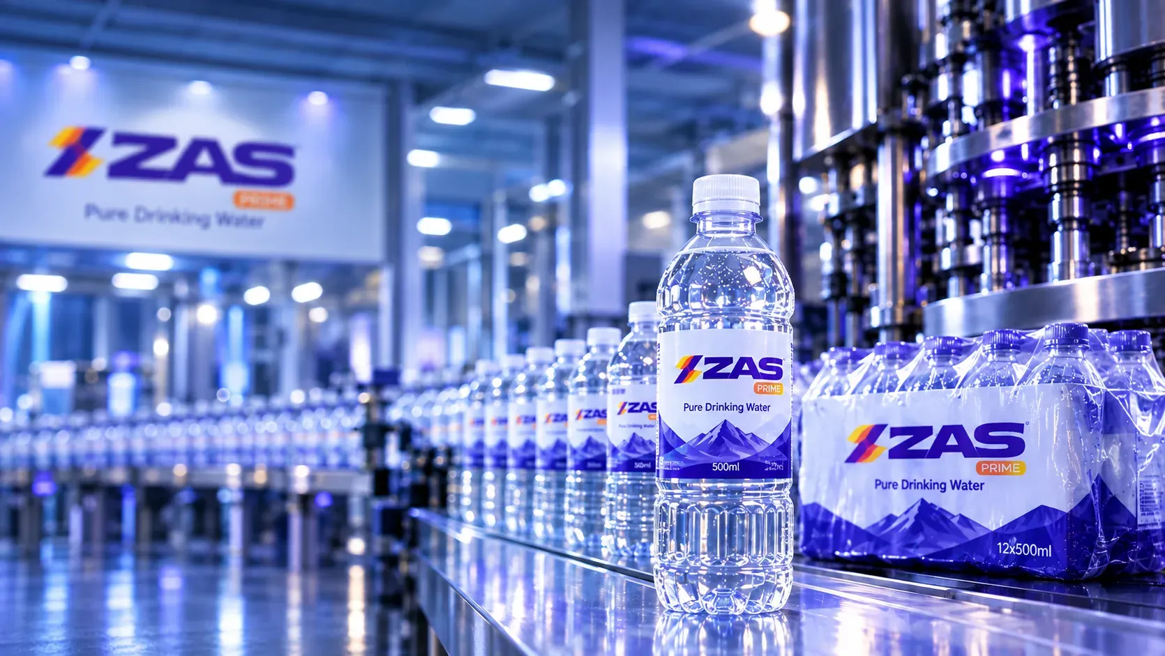 ZAS Prime bottled water lineup